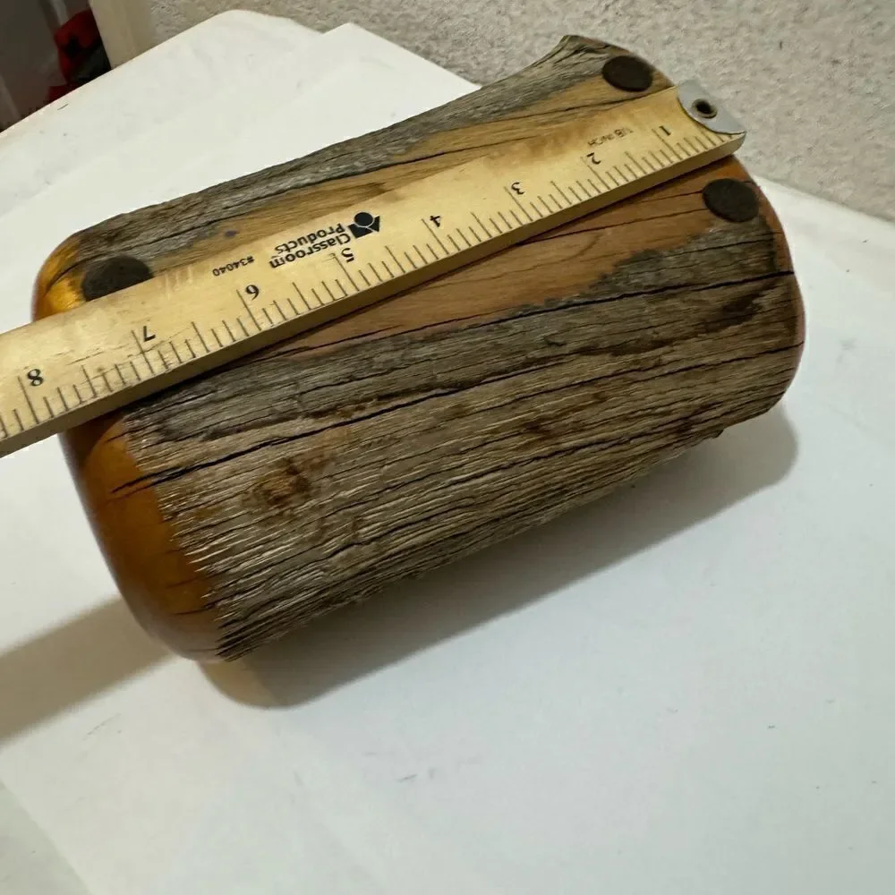 Wood Log Jewelry Storage Trinket Box Chest Rustic Hand Crafted
